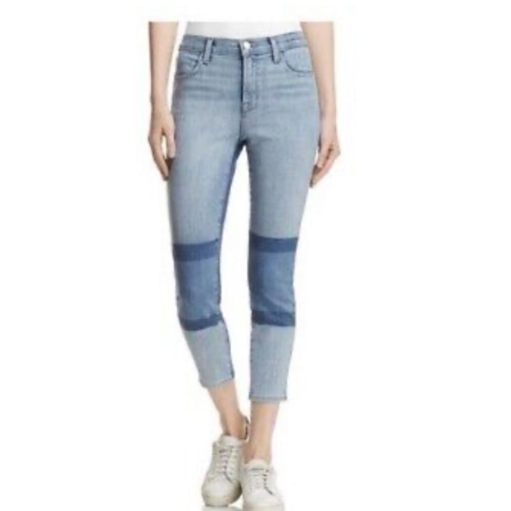 J Brand Skinny High Rise Alana Soho Crop Ankle Colorblock Stretch Denim Jeans 26